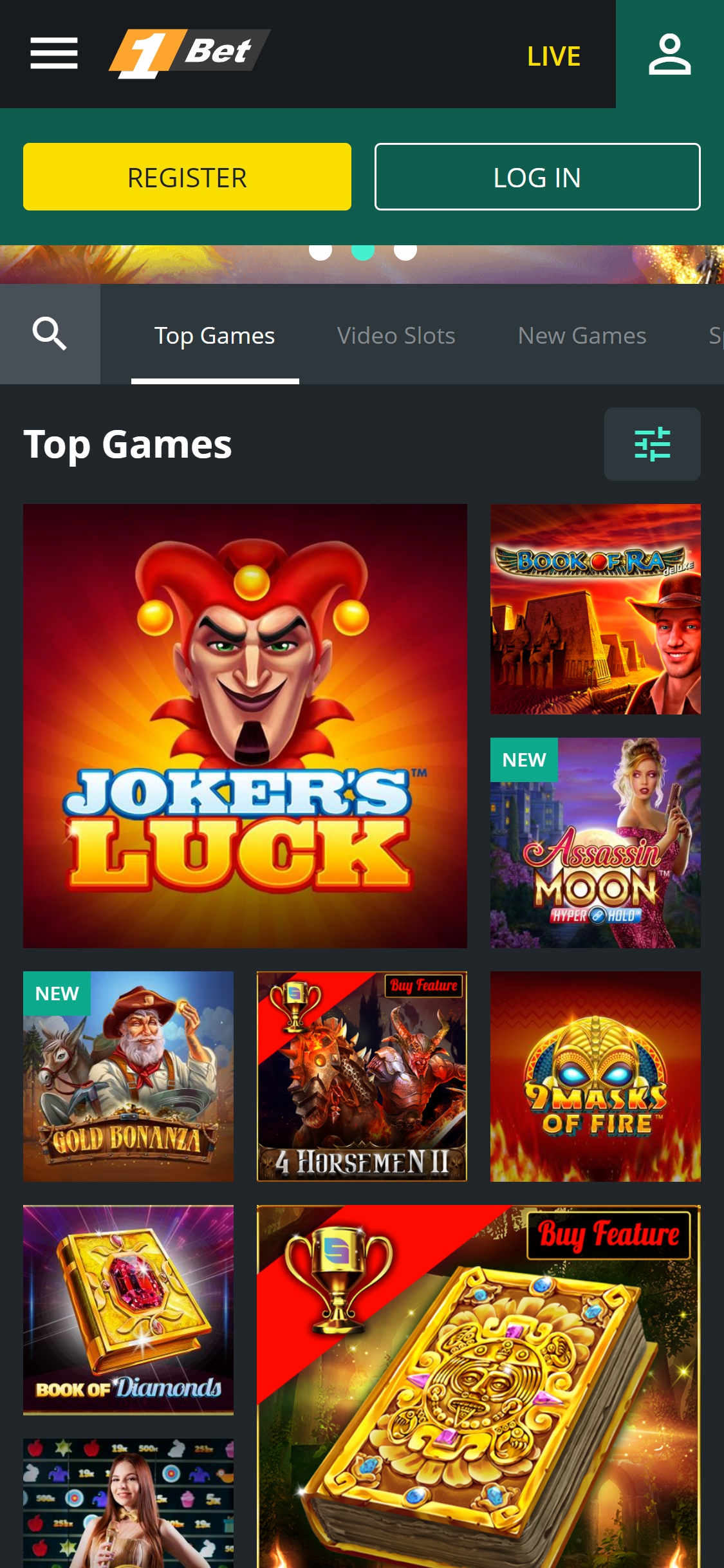 1Bet Casino Mobile Games Review