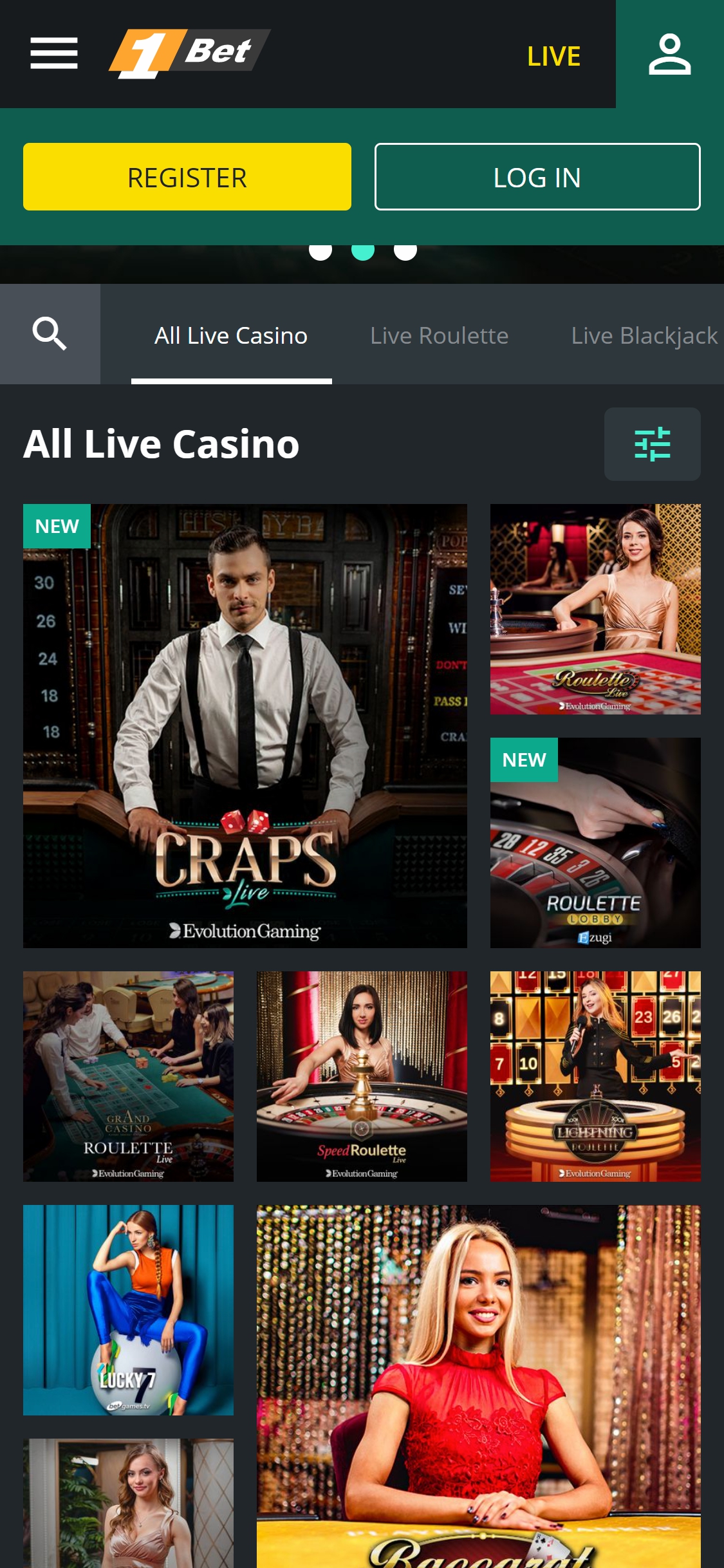 1Bet Casino Mobile Live Dealer Games Review
