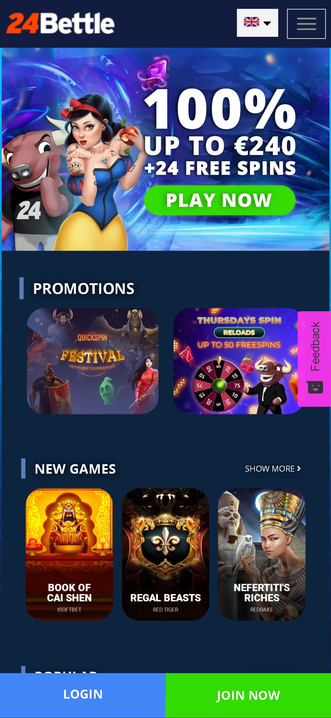 24 Bettle Casino Mobile Review