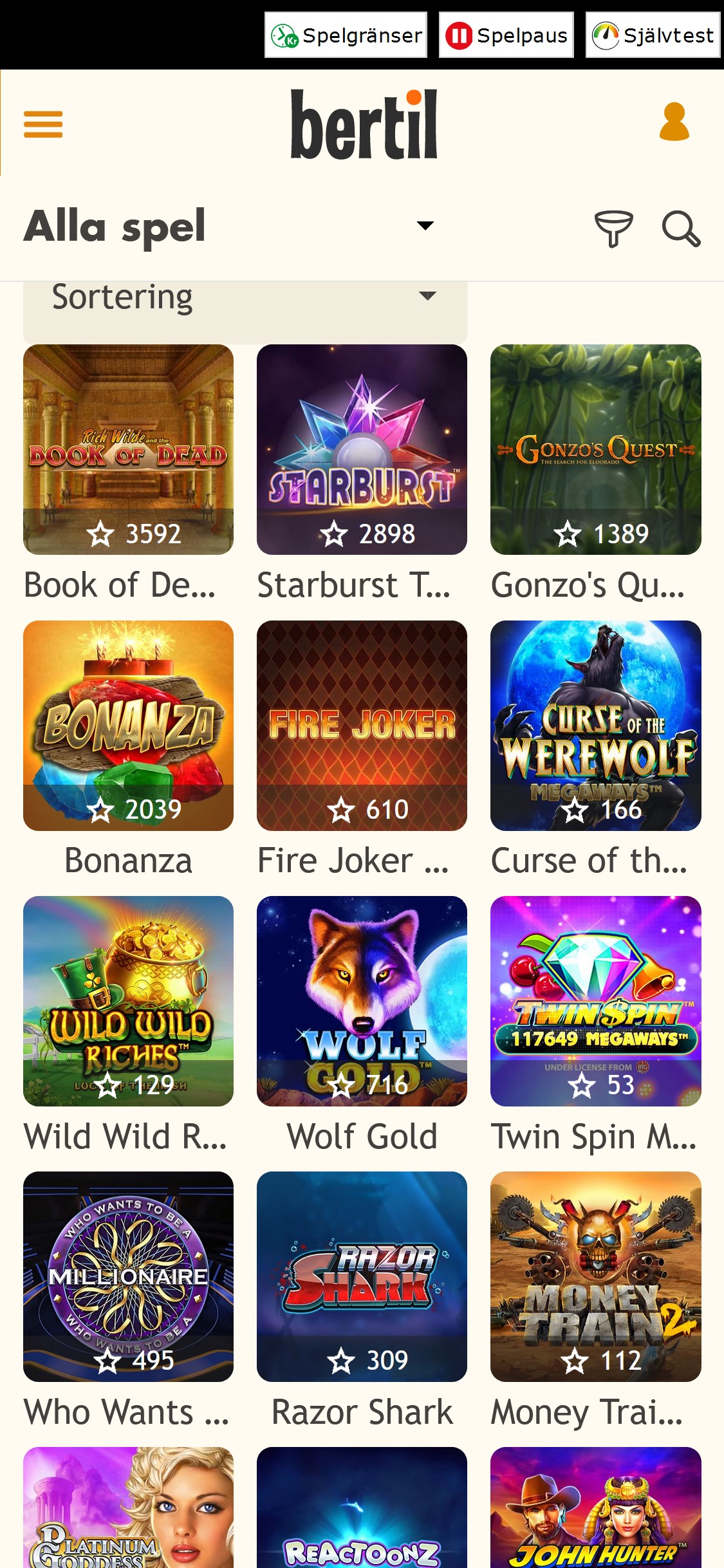 Bertil Casino Mobile Games Review