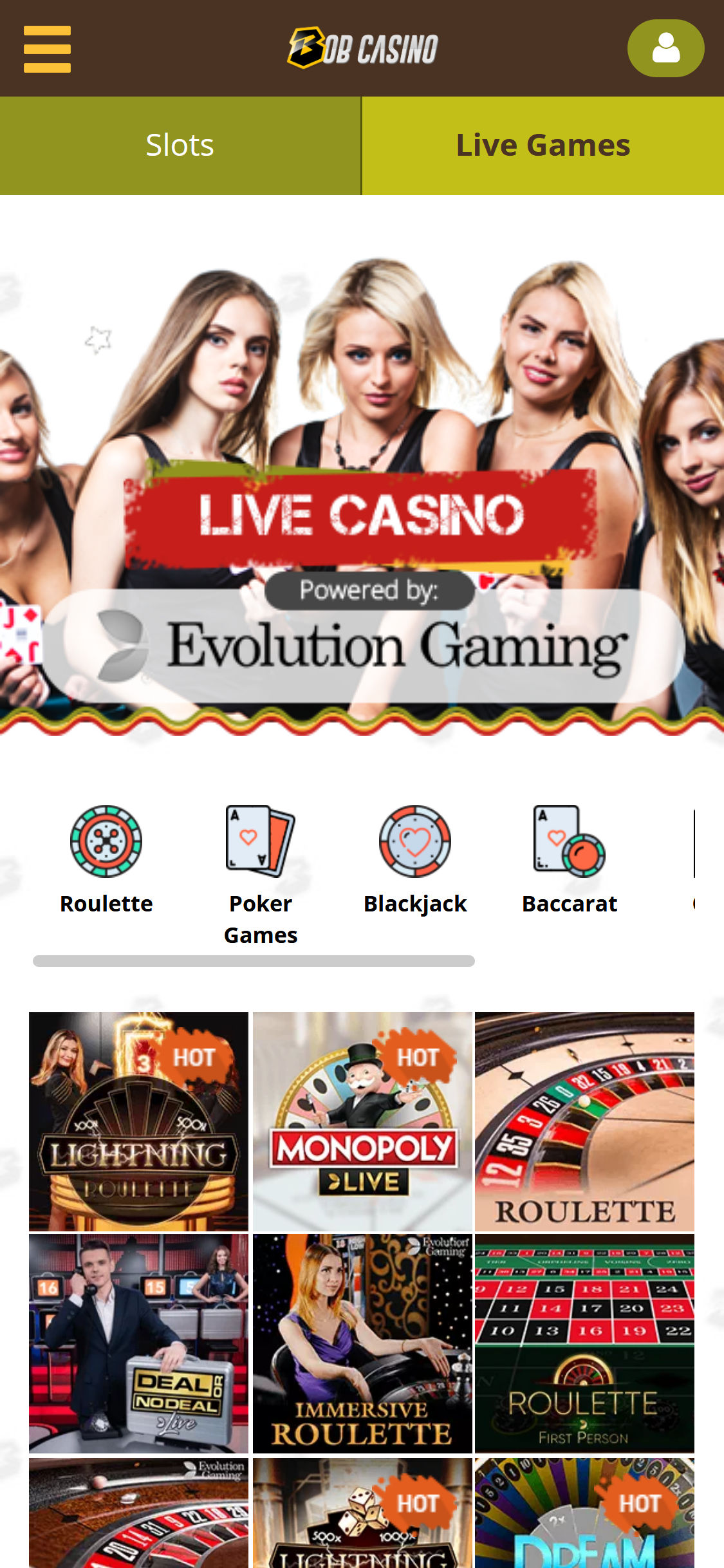 Bob Casino Mobile Live Dealer Games Review