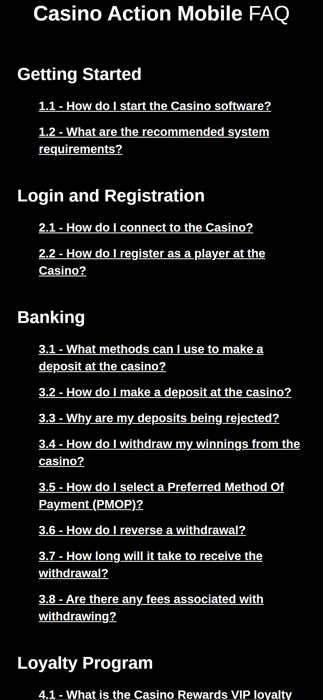 Casino Action Mobile Support Review