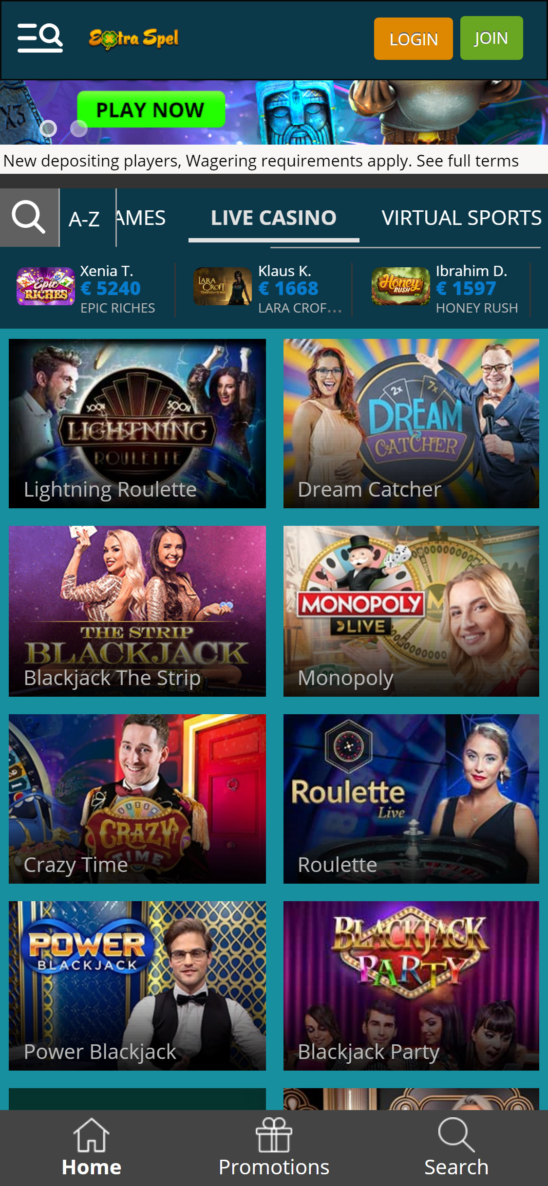 Extra Spel Casino Mobile Live Dealer Games Review