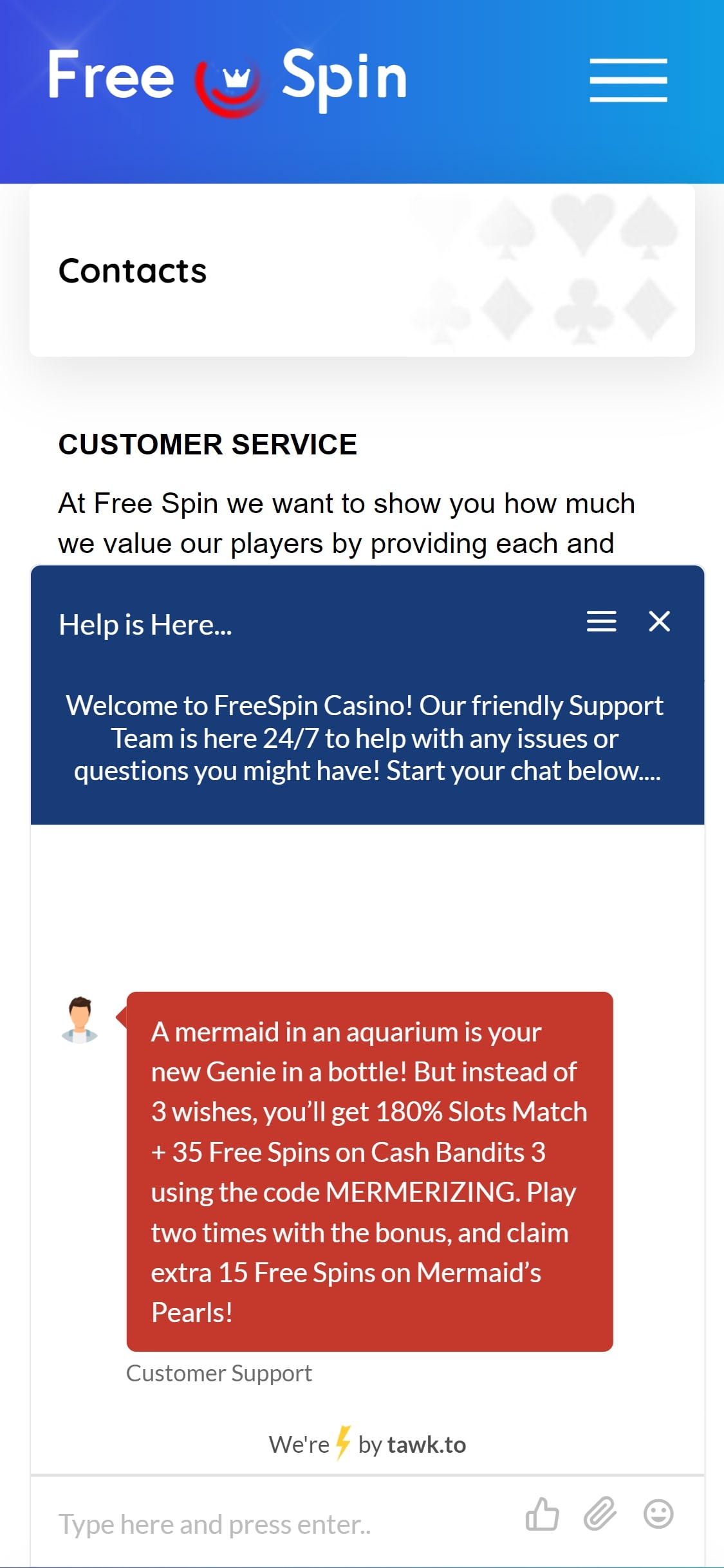 Freespin Casino Mobile Support Review