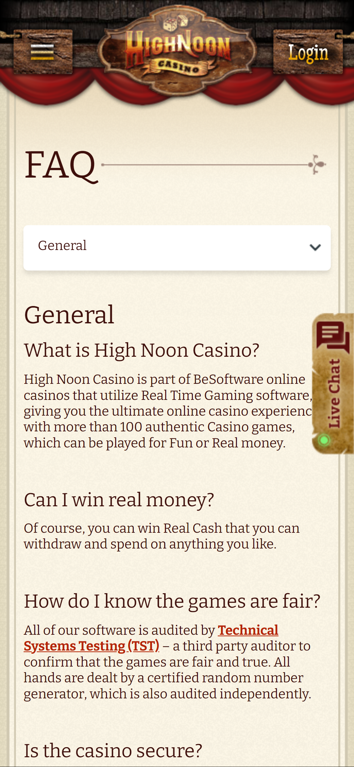 High Noon Casino Mobile Support Review