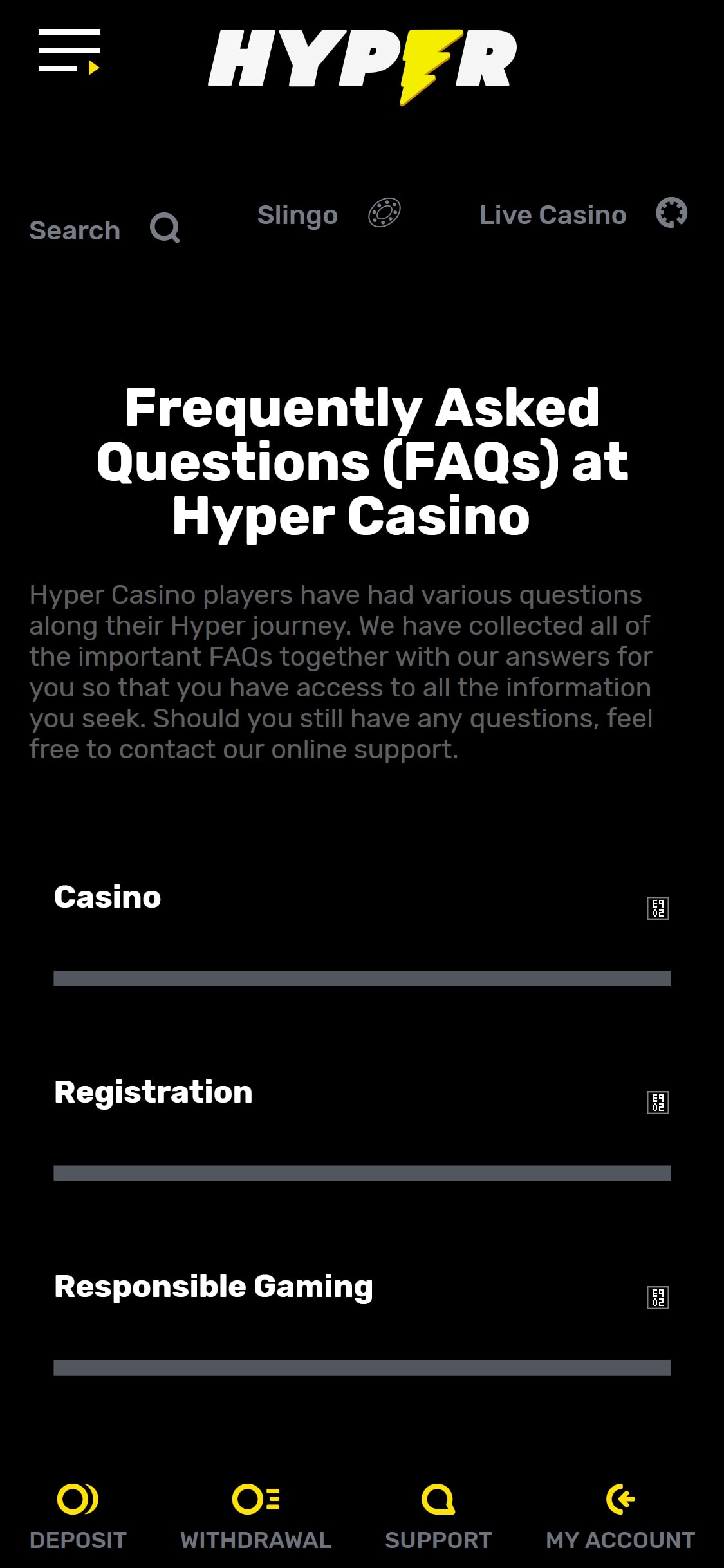Hyper Casino Mobile Support Review