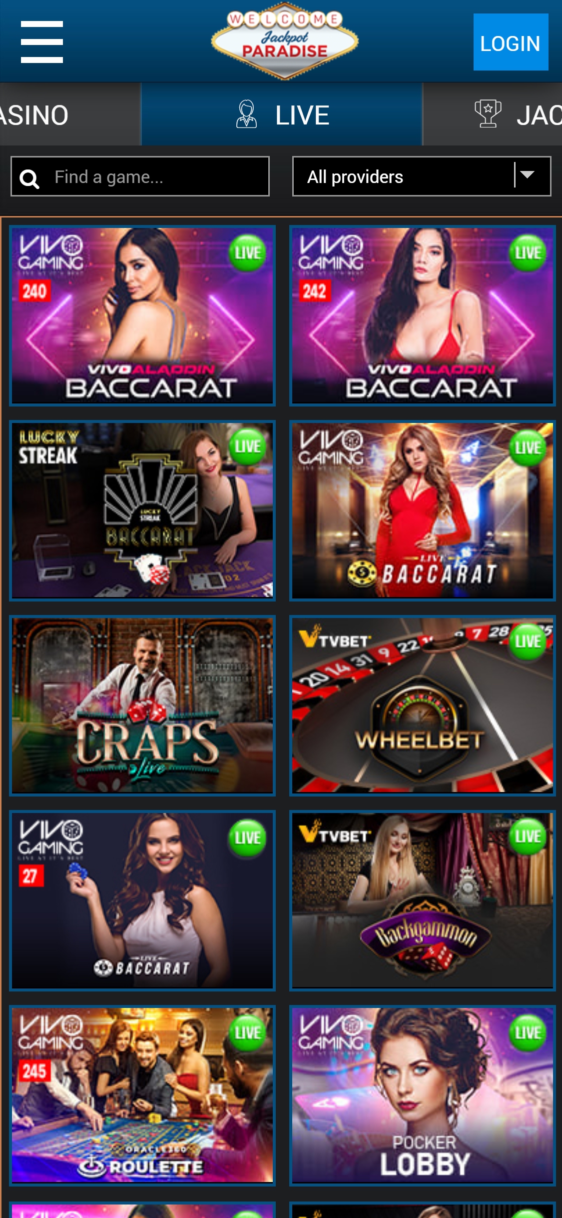 Jackpot Paradise Casino Mobile Live Dealer Games Review
