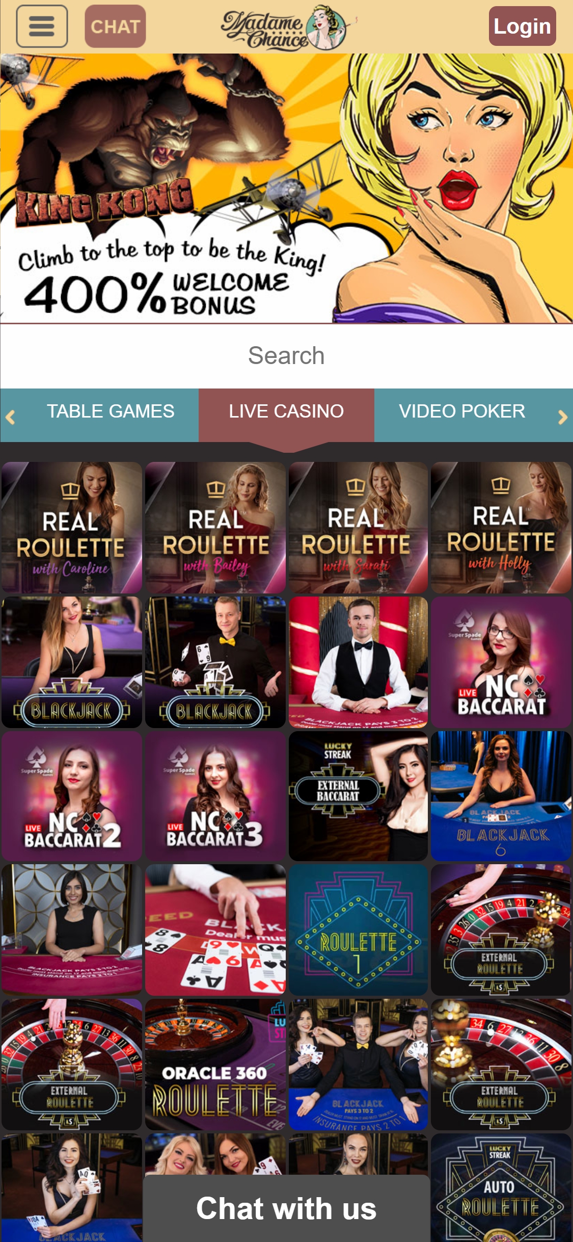 Madame Chance Casino Mobile Live Dealer Games Review