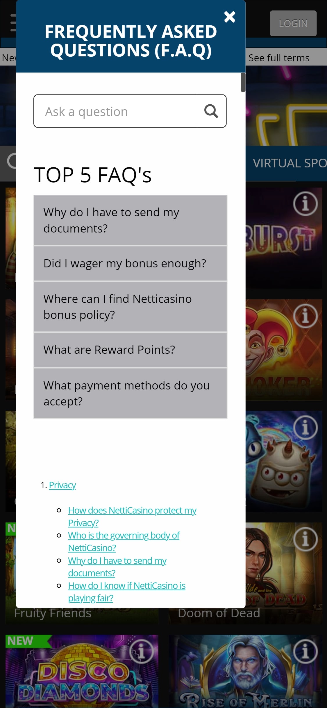 Netti Casino Mobile Support Review