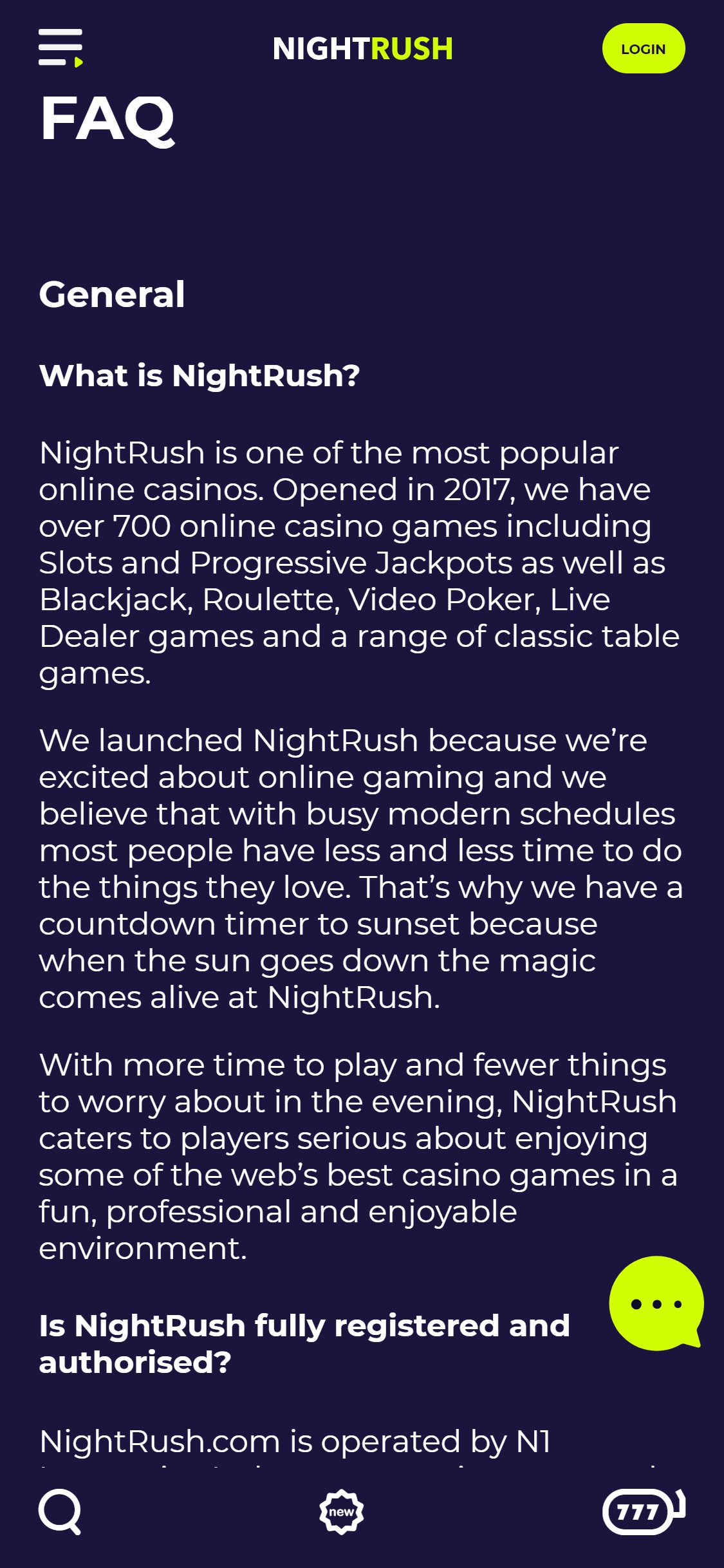 NightRush Casino Mobile Support Review