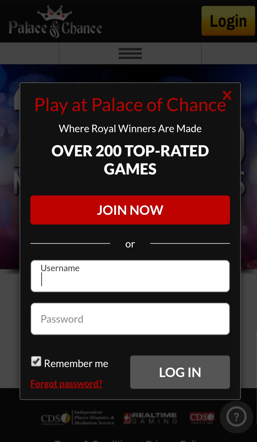 Palace Of Chance Casino Mobile Login Review