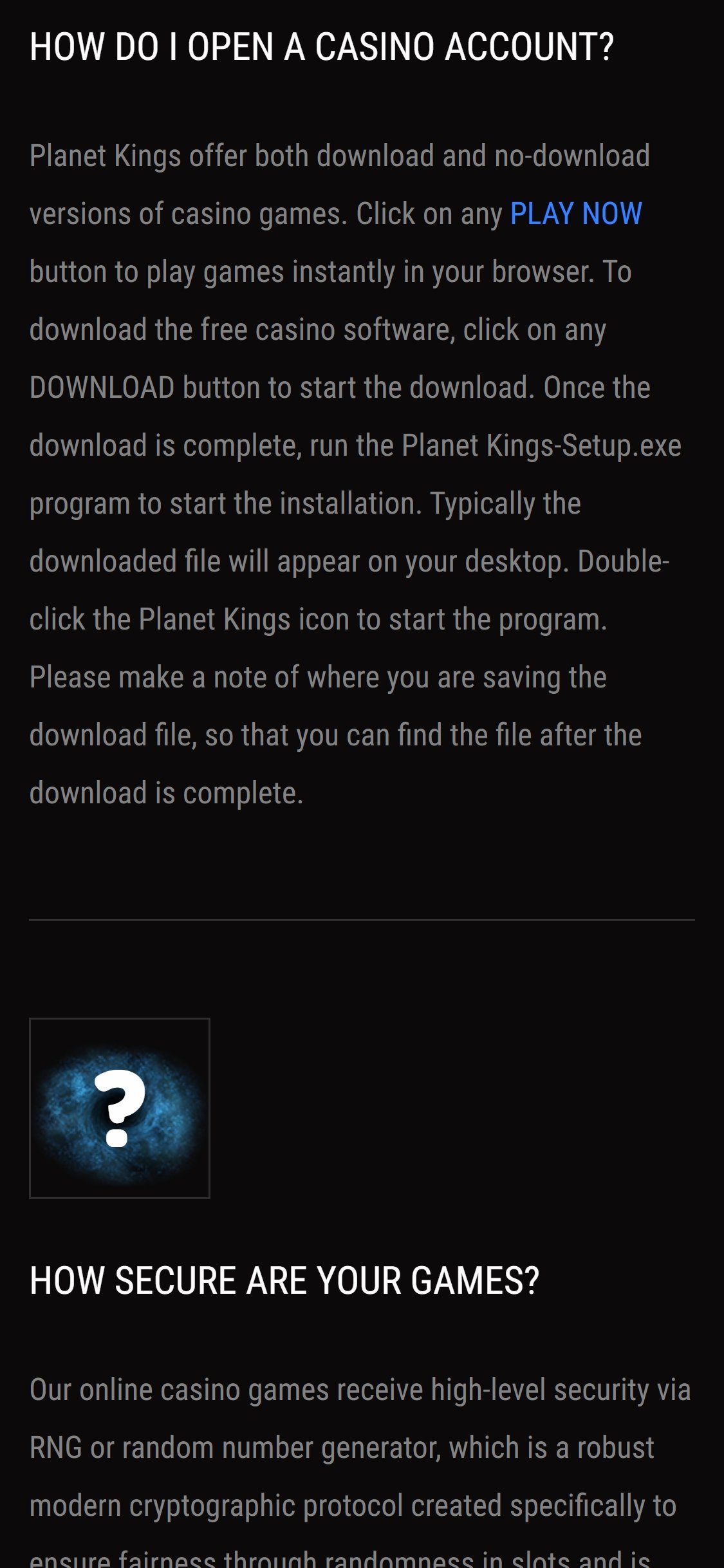 Planet Kings Casino Mobile Support Review