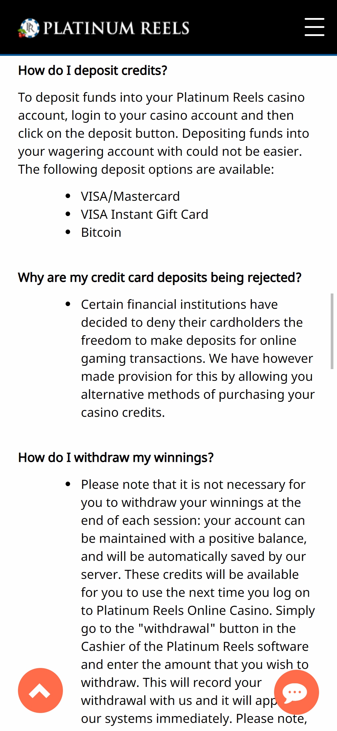 Platinum Reels Casino Mobile Payment Methods Review