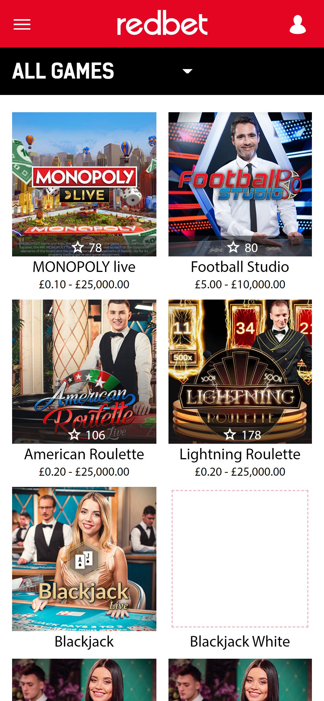 Red Bet Casino Mobile Live Dealer Games Review