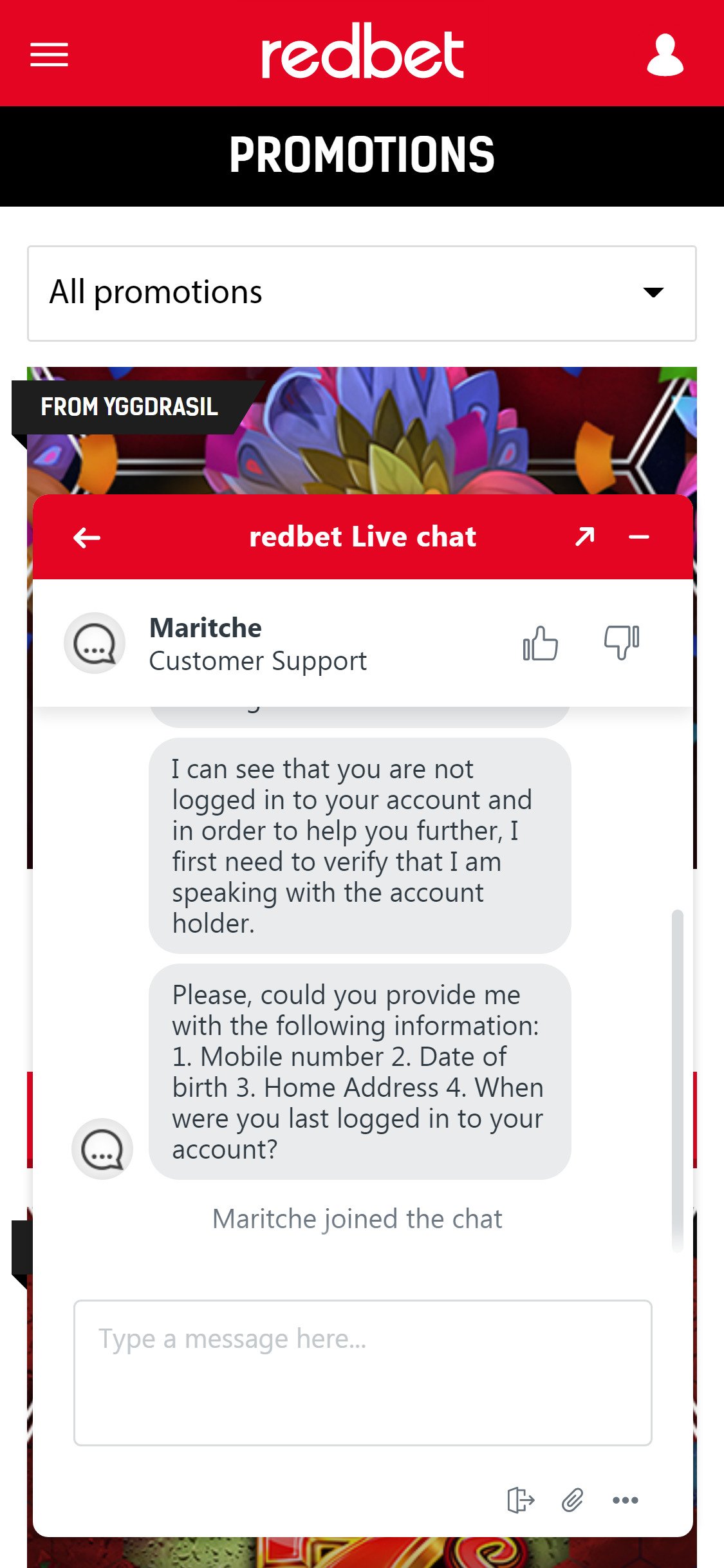 Red Bet Casino Mobile Support Review