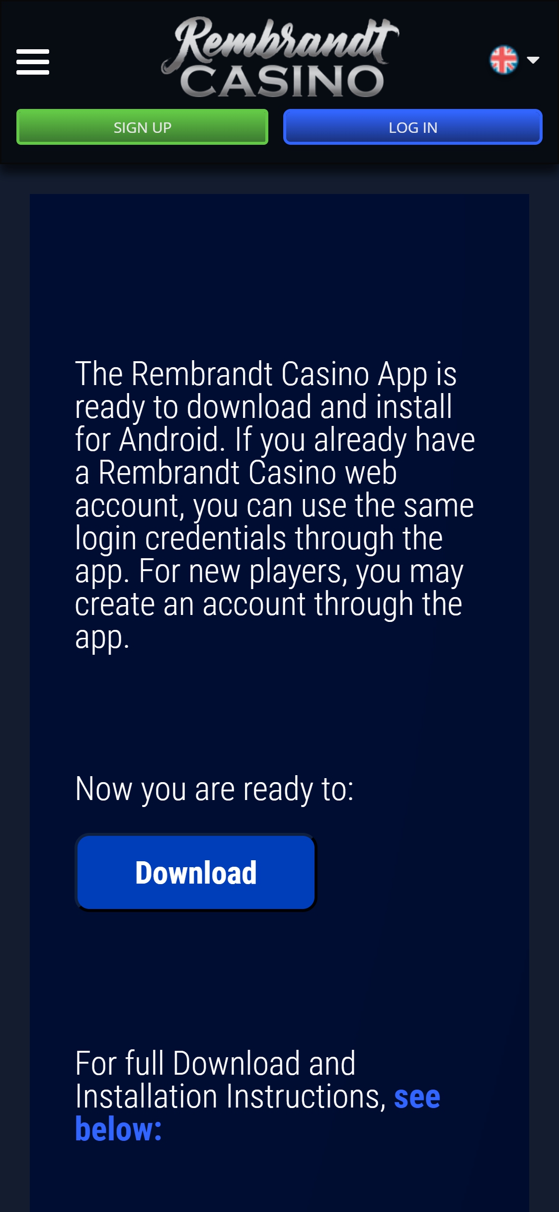 Rembrandt Casino Mobile App Review