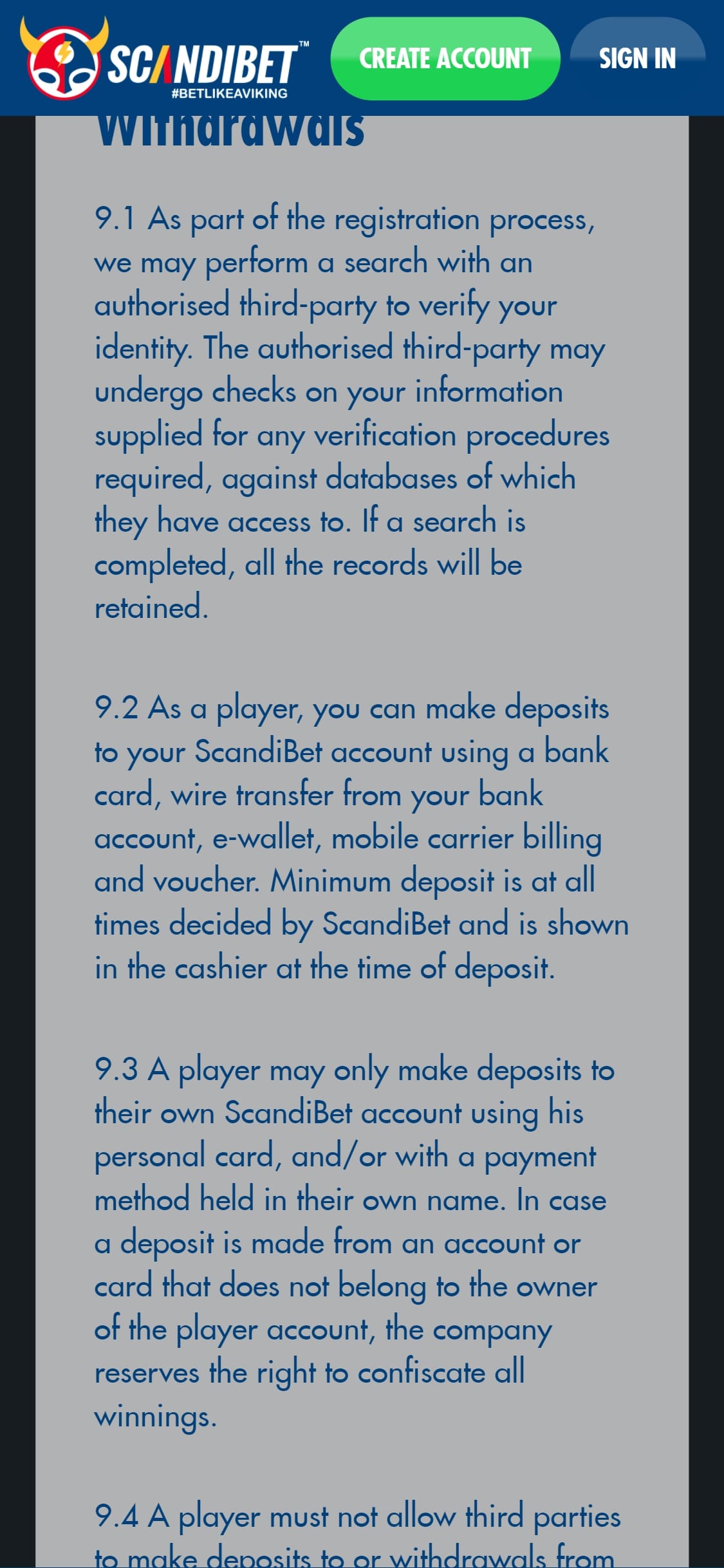ScandiBet Casino Mobile Payment Methods Review