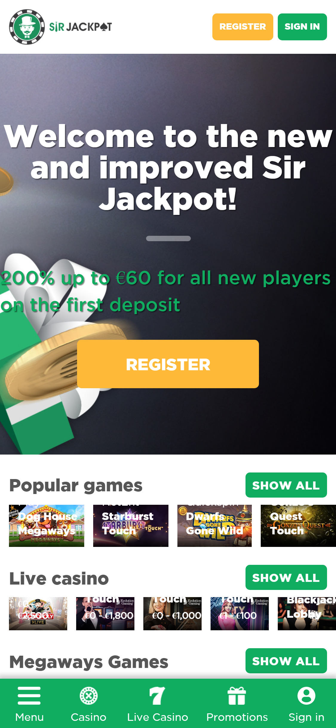 Sir Jackpot Casino Mobile Review