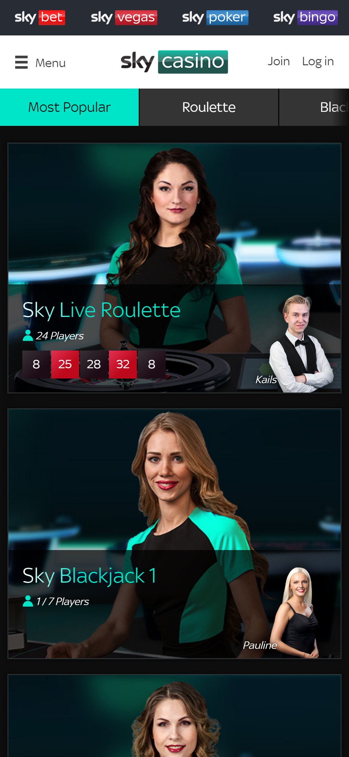 Sky Casino Mobile Live Dealer Games Review