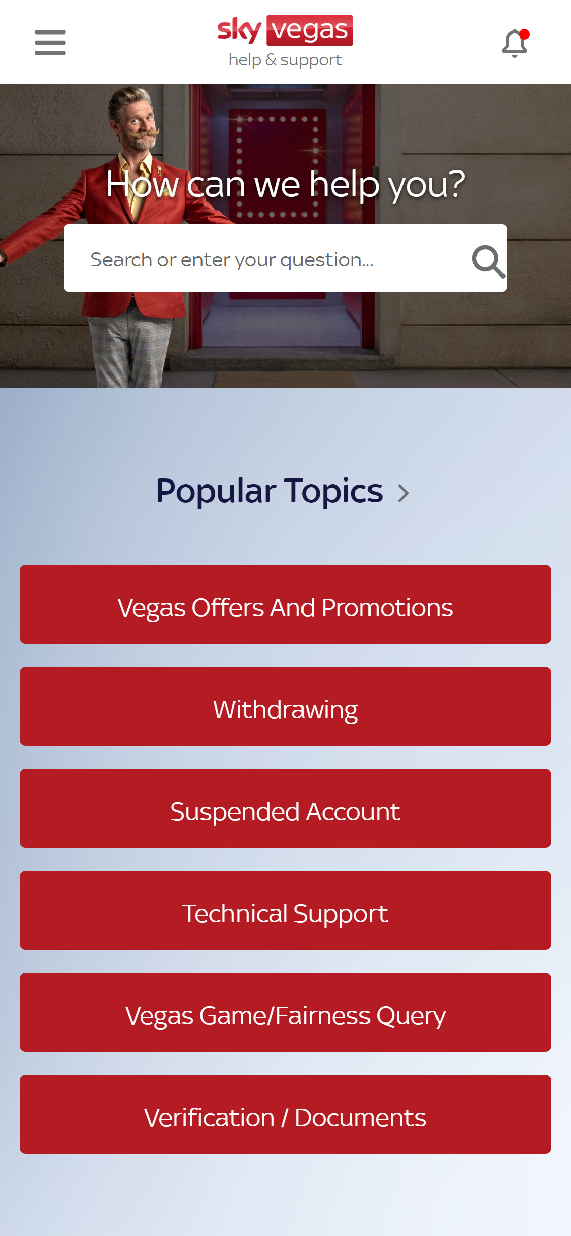 Sky Vegas Casino Mobile Support Review