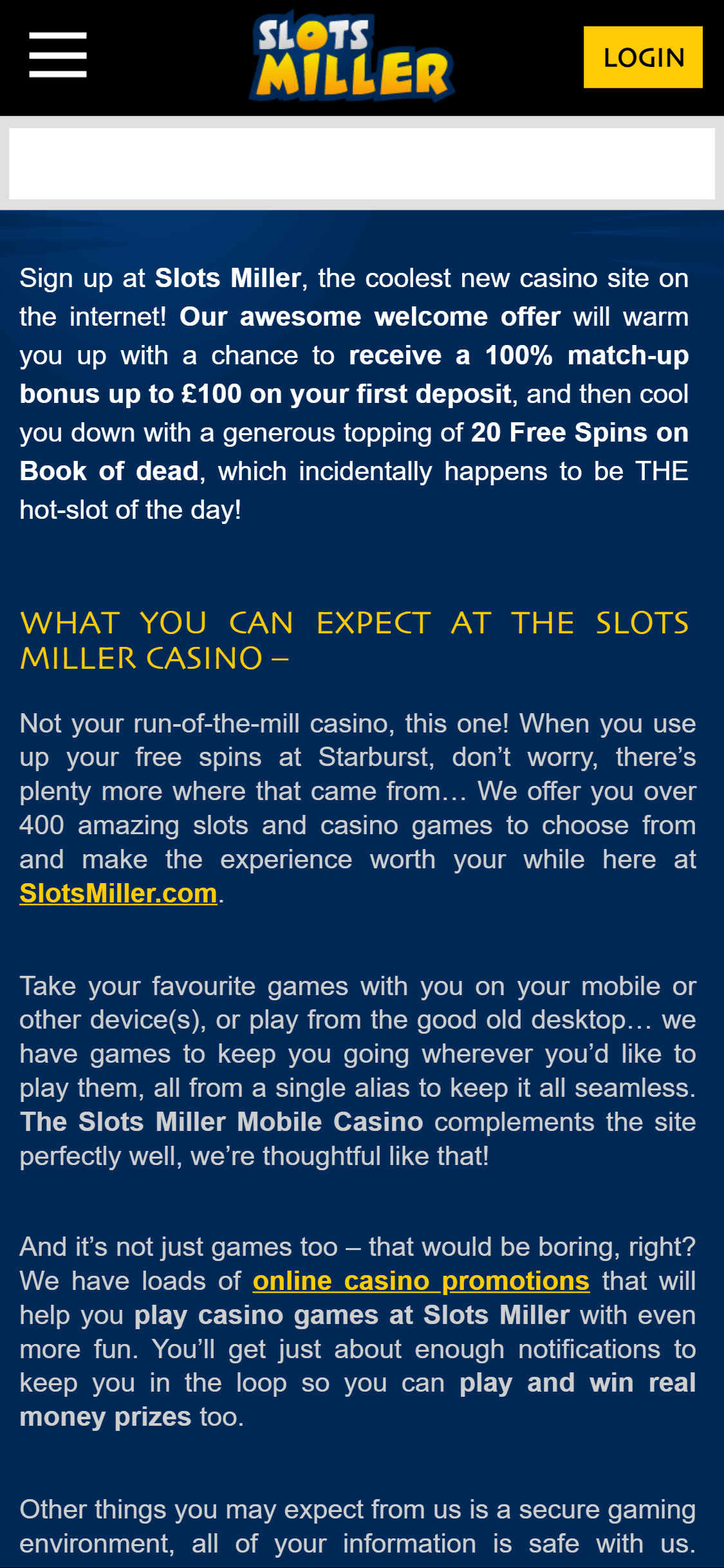 Slots Miller Casino Mobile Payment Methods Review
