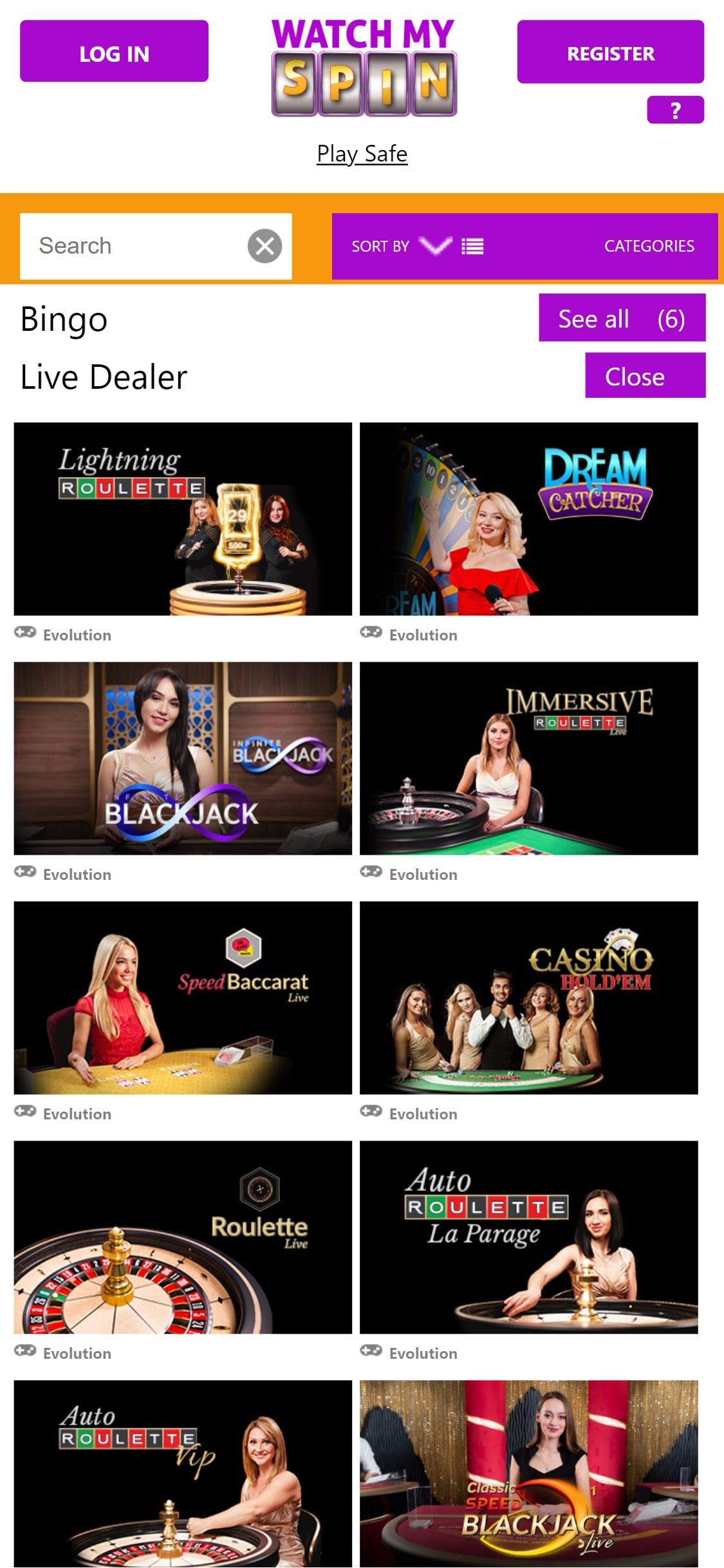 WatchMySpin Casino Mobile Live Dealer Games Review