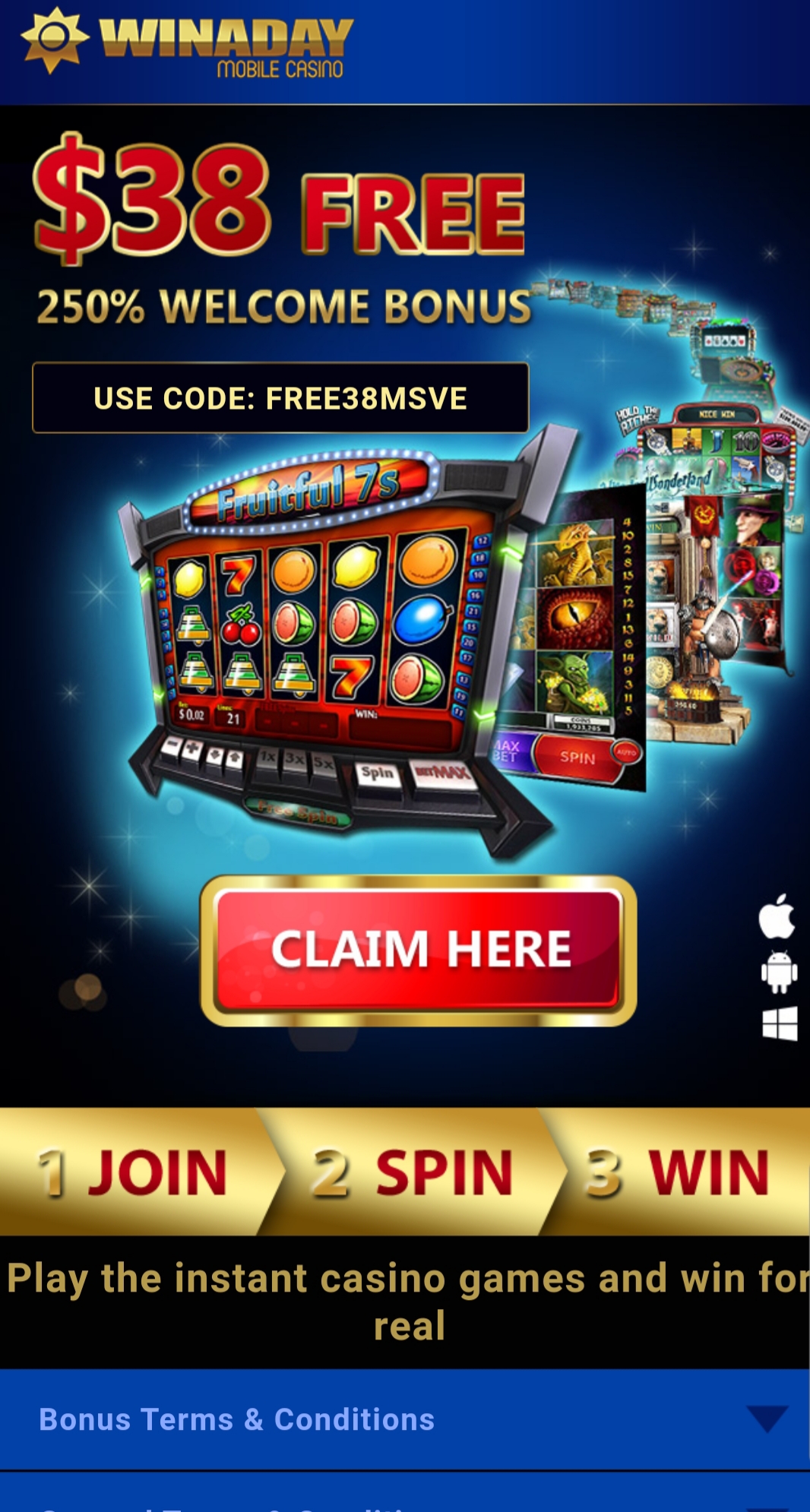 Win A Day Casino Mobile Review