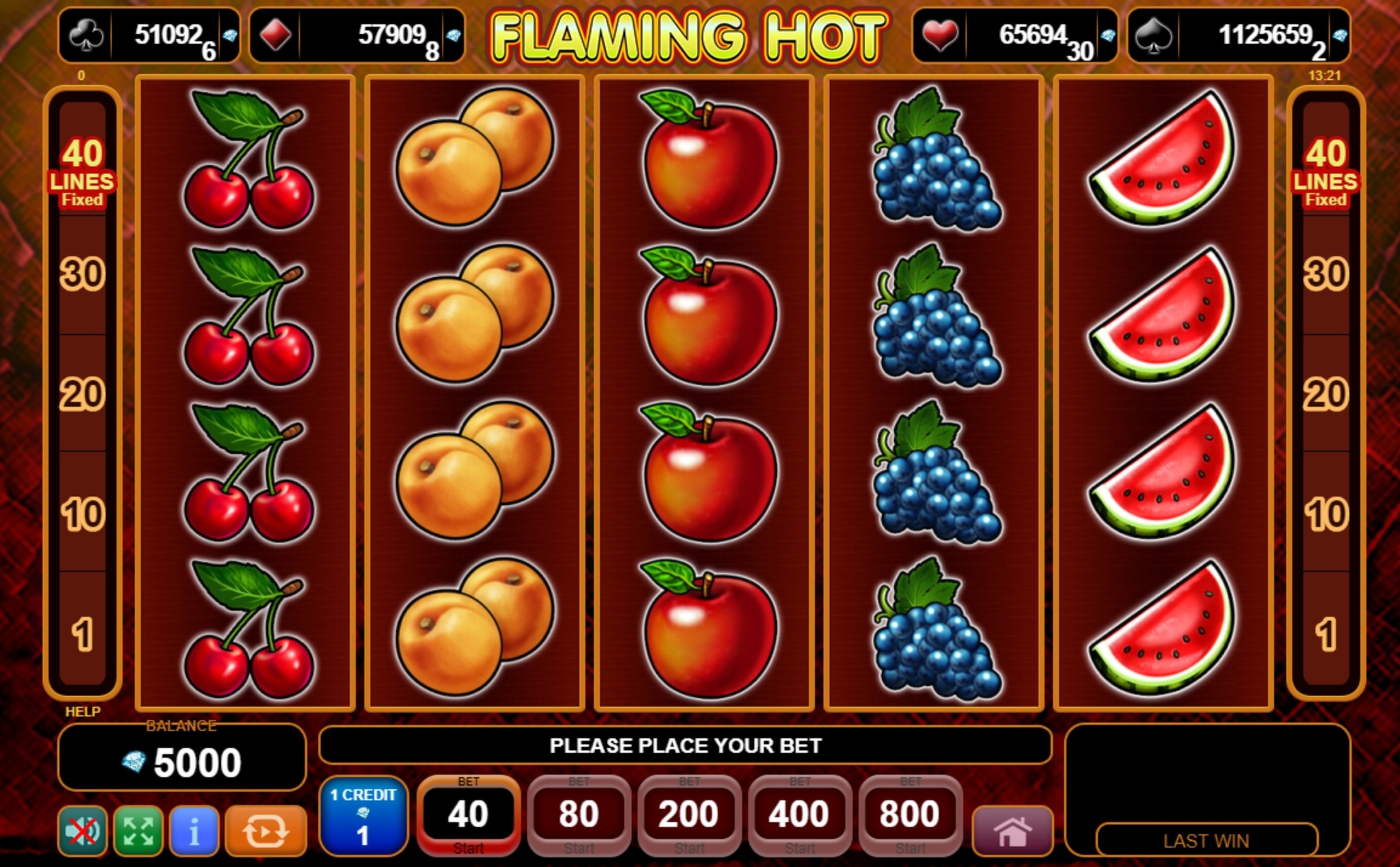 Reels in Flaming Hot Slot Game by EGT