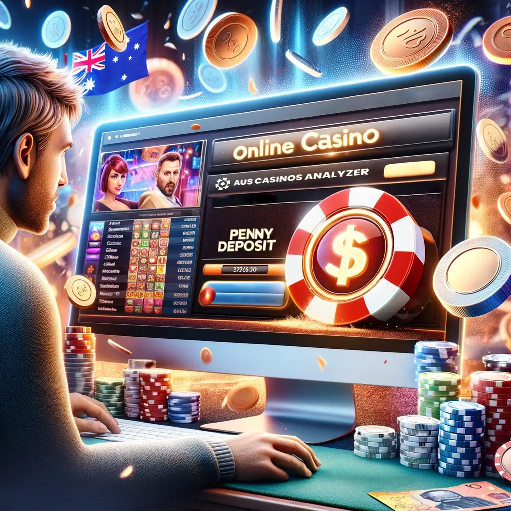 Man plays minimum deposit casinos Australia from ausscasinosanalyzer