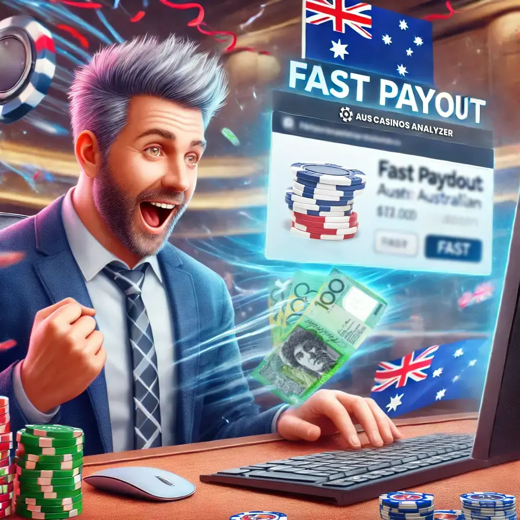 Man is happy to play new instant withdrawal casino Australia from ausscasinosanalyzer