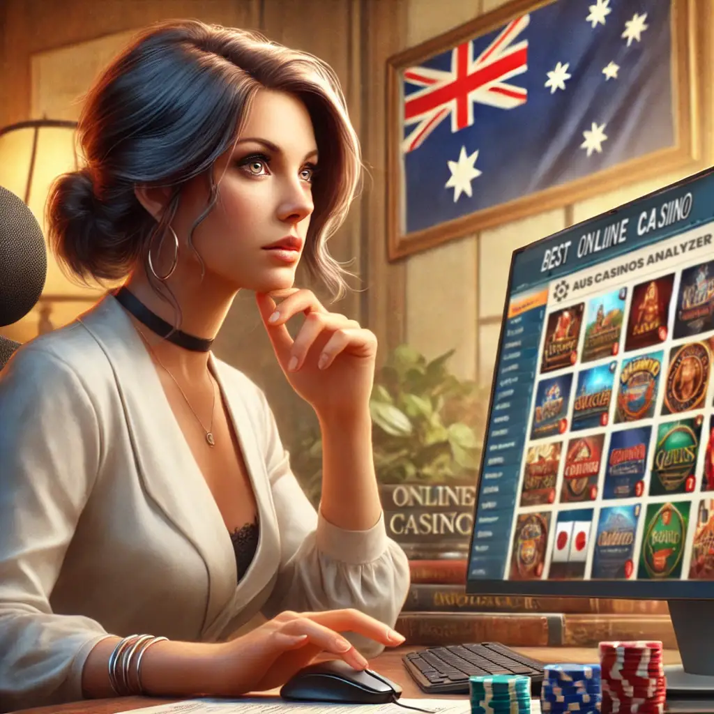 Woman plays best online casinos Australia from ausscasinosanalyzer 