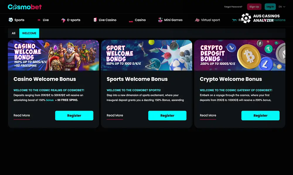 Cosmobet Casino Bonus Codes for Aussies