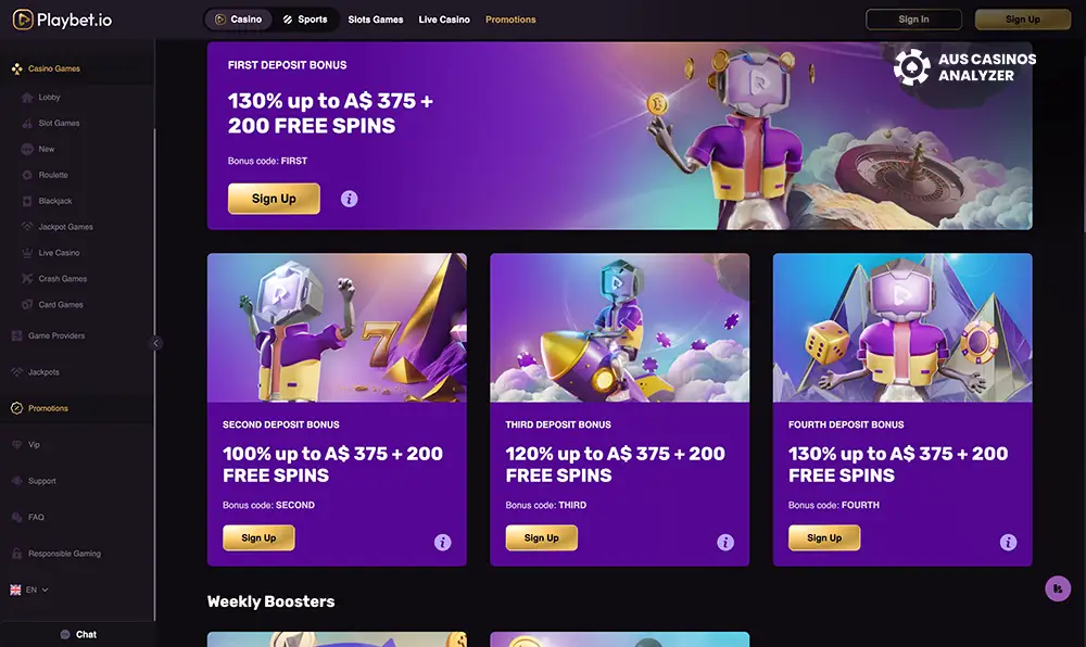 Playbet Casino promo codes for Aussies