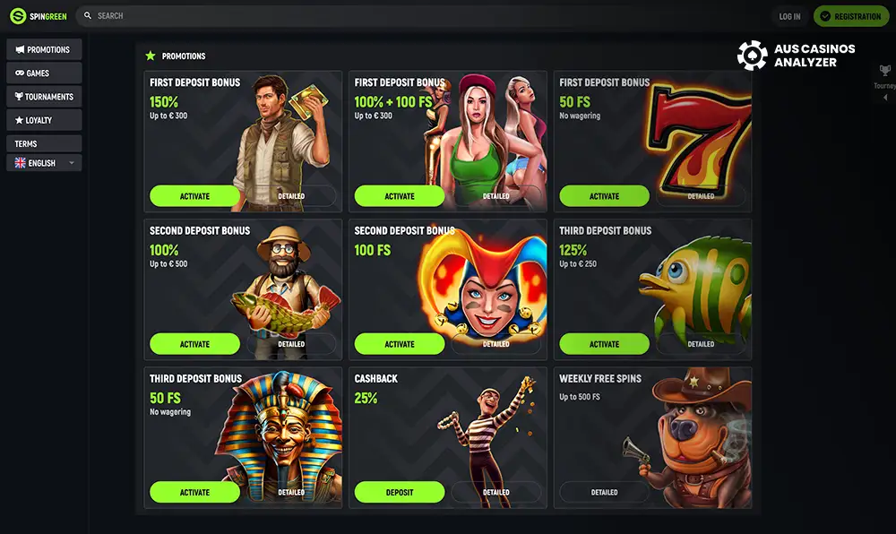Spingreen Casino promo codes for Aussies