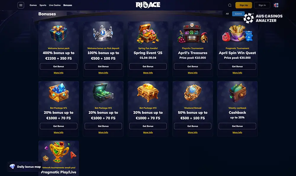 Rioace Casino bonuses Australia  