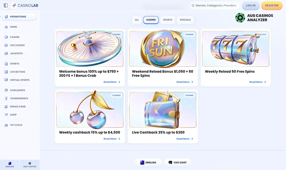 Casino Lab promo codes Australia  