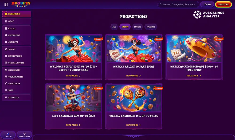 DuoSpin Casino promo codes Australia  