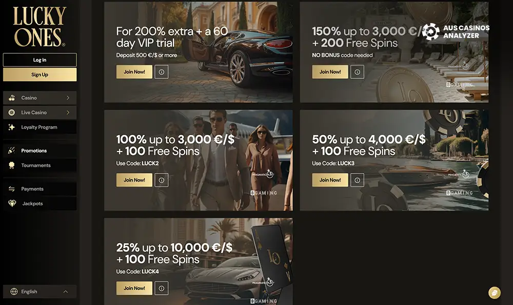 LuckyOnes Casino bonuses Australia