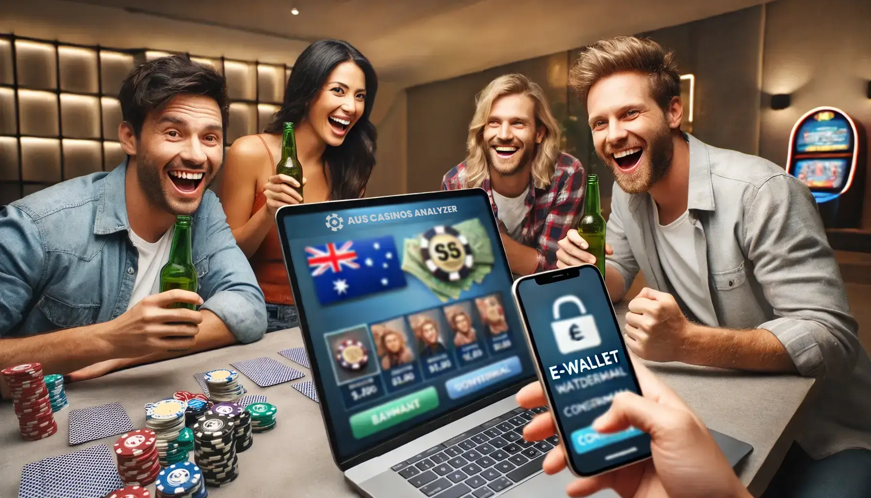 Aussie friends enjoying online casinos that accept PayPal