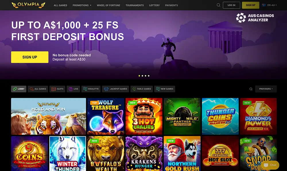 Olympia Casino bonuses Australia