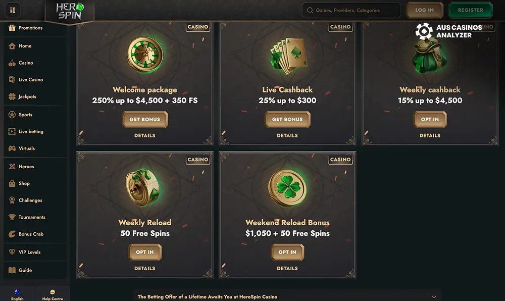 HeroSpin Casino bonuses Australia  