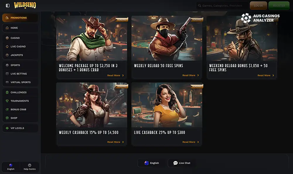 Wildsino Casino bonuses Australia  
