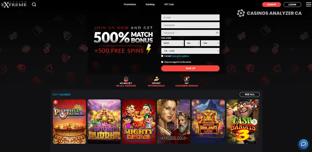 Casino Extreme featuring casino extreme no deposit bonus