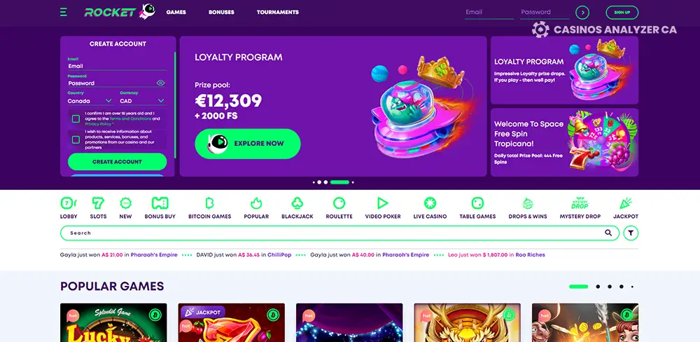 Casino Rocket with casino rocket no deposit bonus code for existing players