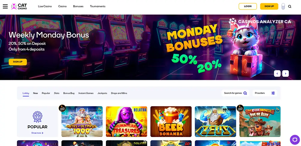 Cat Casino with cat casino no deposit bonus active