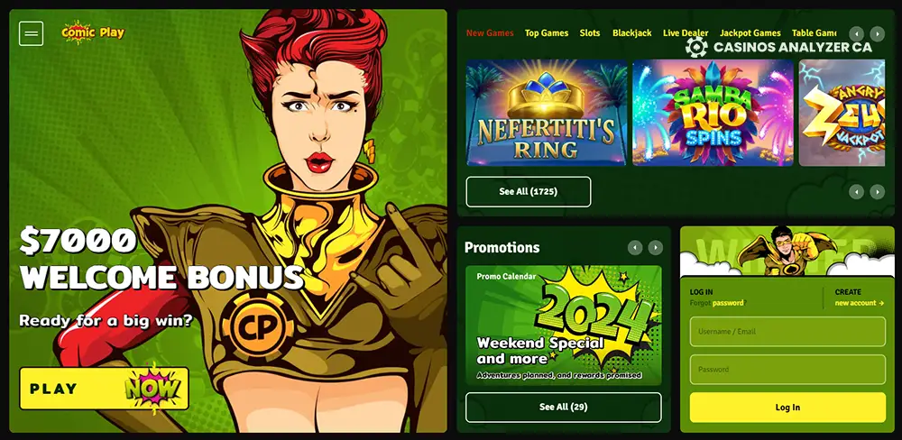 Comic Play after claiming comic play no deposit bonus