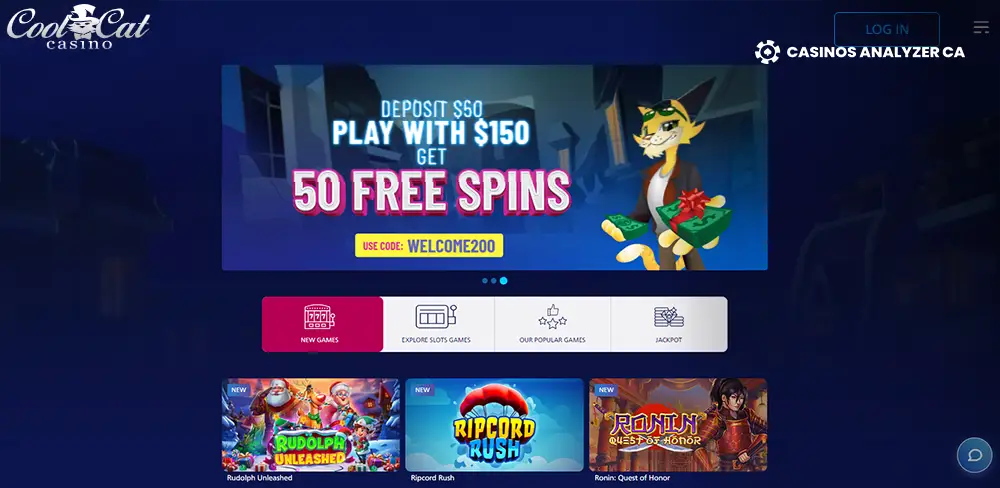 Coolcat Casino No Deposit Bonus Screenshot