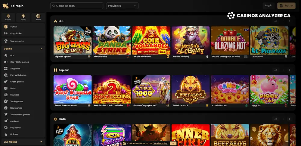 Fairspin No Deposit Bonus Screenshot