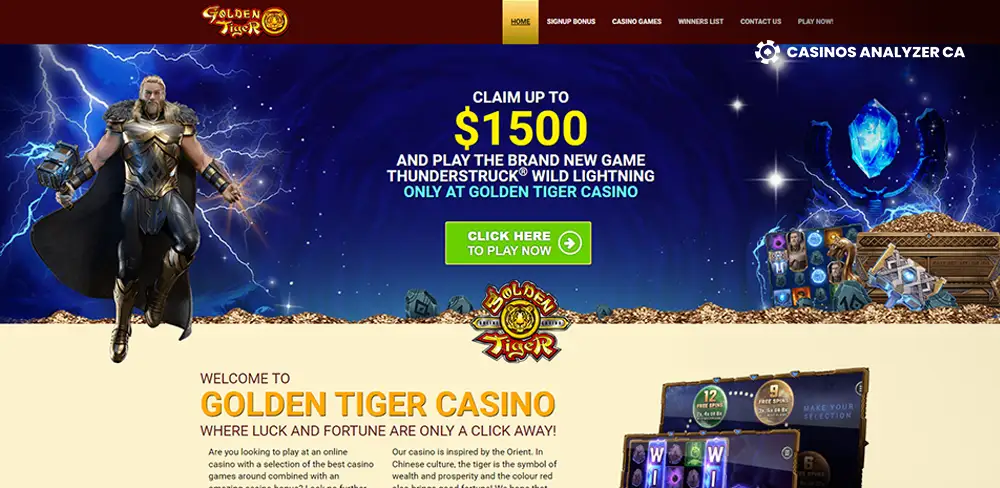 Golden Tiger Casino No Deposit Bonus Screenshot