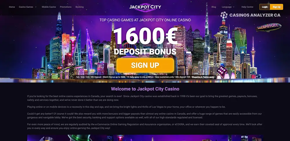 Jackpot City with jackpot city promo codes applied